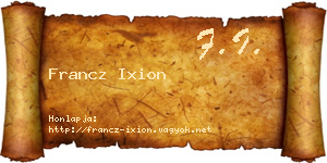 Francz Ixion névjegykártya